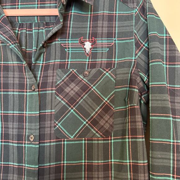 Outdoor Research Kulshan Tunic Green Fir Plaid Pockets Button Up Medium Hiking - Picture 2 of 10